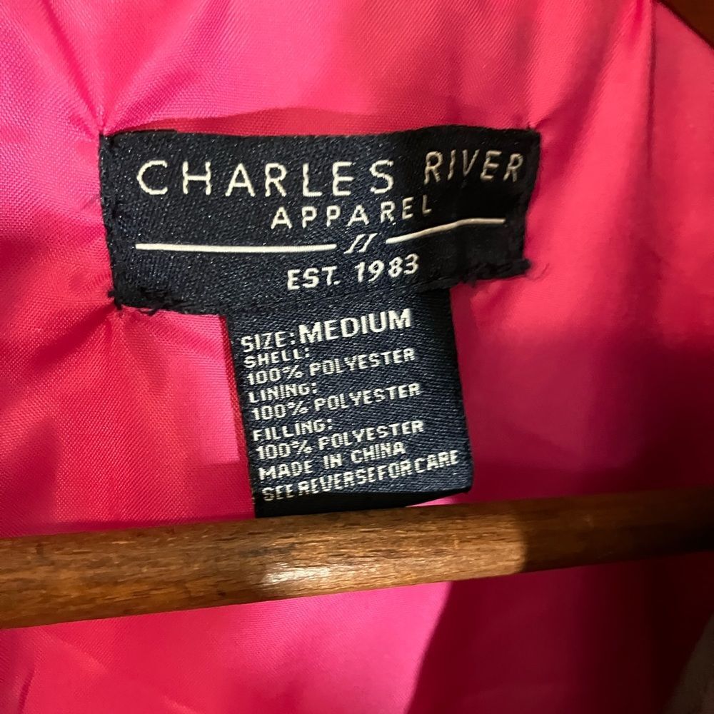 Charles River Apparel, puffer vest, gray/hot pink, excellent condition, medium - Picture 4 of 5